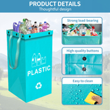 Foldable Waterproof Waste Sorting Bags, Reusable Laminated Recycling Storage Tote with Handle, 40L Large Capacity Garbage Organizer(Grass green + orange) In Australia - Darrahopens