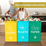 Foldable Waterproof Waste Sorting Bags, Reusable Laminated Recycling Storage Tote with Handle, 40L Large Capacity Garbage Organizer(Brown + light blue)