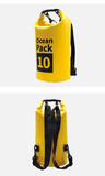 Ocean Pack Waterproof Dry Bag, 10L Double Shoulder Strap, 500D PVC Waterproof Sack for Kayaking, Swimming, Fishing, Camping, Outdoor Travel, Floating Dry Storage Bag(Yellow)