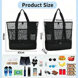 Dual Compartment Dry Wet Separation Beach Cooler Bag, Large Capacity Mesh Tote Bag, Oxford Insulated Lunch Bag for Picnic Swimming Camping Outdoor Travel(Green) In Australia - Darrahopens