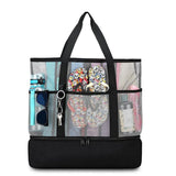 Dual Compartment Dry Wet Separation Beach Cooler Bag, Large Capacity Mesh Tote Bag, Oxford Insulated Lunch Bag for Picnic Swimming Camping Outdoor Travel(Dark gray) In Australia - Darrahopens