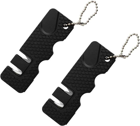 Knife Sharpener-Honing Steel - 2-pack mini Anti-Slip Sharpening Stones for Outdoor Tools, Kitchen, Multifunctional Portable Mini Sharpening Stones - Perfect for Outdoor Travel (Black)