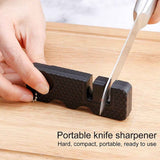 Knife Sharpener-Honing Steel - 2-pack mini Anti-Slip Sharpening Stones for Outdoor Tools, Kitchen, Multifunctional Portable Mini Sharpening Stones - Perfect for Outdoor Travel (Black)