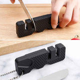 Knife Sharpener-Honing Steel - 2-pack mini Anti-Slip Sharpening Stones for Outdoor Tools, Kitchen, Multifunctional Portable Mini Sharpening Stones - Perfect for Outdoor Travel (Black)