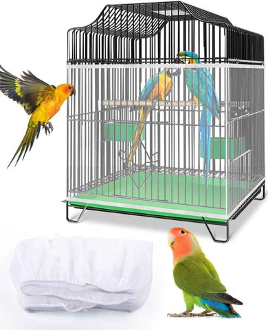 Birdcage Mesh Cover - Universal Birdcage Cover - Birdcage Splash Guard - Seed Catcher - Dust Cover for Birdcage - Birdcage Cover Skirt - Dustproof Mesh Cover - Dust Cover - Net - Birdcage Accessories - 40*150-220 cm - White