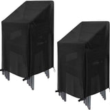 Waterproof garden chair covers - Pack of 2 - Garden furniture cover - Waterproof, weatherproof outdoor chair cover - 210D Oxford - Outdoor chair cover - Patio stacking chair cover - Black stacking chair cover - 75 x 75 x 120 cm - Black