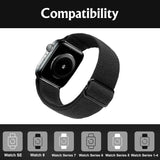Compatible with Apple Watch Stretch Band Apple Watch 45mm 44mm 42mm Adjustable Sport Bracelet for Men and Women Black