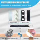 Tablecloth Clips for Thick Tables 6 Pack, Invisible Magnets Picnic Table Cloth Holder Clip Indoor Outdoor Large Clamp for Dining Tables Bench Cover Party Restaurant Camping RV Essential Accessories