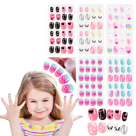 Snap Nails for Kids - 120 Pack Acrylic Nails Multicolor