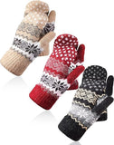 Darrahopens Fashion > Women's Fashion > Women's Accessories Pack of 3 pairs - Warm winter gloves for women - Extra thick - Knitted imitation - Suitable for cold winter weather (style A)