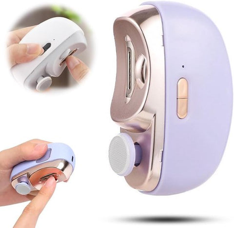 3-in-1 Electric Nail Clipper with LED Polishing Function – Safe Nail Cutting and Care for Seniors and Adults（Purple）