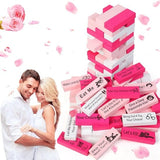 Darrahopens Gift & Novelty > Games > Activity Games Block Tower Jenga Game - Jenga for Couples - Valentine's Day Tumbling Tower Jenga Game - Party Favor for an Adult Couples Night Out - Pink