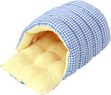 Cat House - Cat Basket - Plush and Warm - Removable and Washable - Closed Cat Bed for Winter - Suitable for Indoor and Outdoor Use in Winter, Camping, Travel, Bedroom, Living Room and Apartment - Blue and White Checkered Pattern