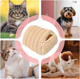 Cat House - Cat Basket - Plush and Warm - Removable and Washable - Closed Cat Bed for Winter - Suitable for Indoor and Outdoor Use in Winter, Camping, Travel, Bedroom, Living Room - Orange and White Checkered Pattern