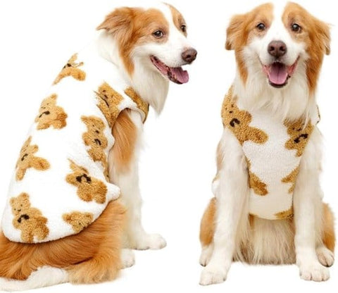 Darrahopens Pet Care > Dog Supplies > Dog Apparel Dog Coat - Cute Bear Pattern - Plush Dog Vest - Winter Dog Coats - Dog Coat - Suitable for medium to large dogs weighing 20-25 kg - White