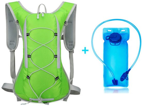 Backpack with 2L Water Bag - Running Vest - Adjustable Lightweight Cycling Backpack - Suitable for Walking and Cycling（Vegetable）