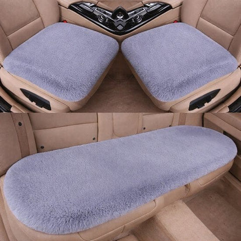 Darrahopens Auto Accessories > Auto Accessories Others > Automotive Decor Plush Car Seat Cover - Soft, Warm and Fluffy Faux Rabbit Fur Seat Covers - Front and Back Seat Protectors - Non-Slip Mat - Universal (Gray, 3-Pack)