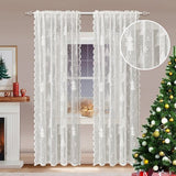 Darrahopens Home & Garden > Curtains > Curtains & Drapes Window Screen - Ice Flower Christmas Tree Window Screen - Metal Mesh - European and American - Christmas - Curtain - Net Curtain 2-Piece Set (150*250cm)