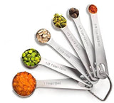 Darrahopens Home & Garden > Kitchenware > Kitchen Utensils Set of 6 stainless steel measuring spoons - Includes teaspoon, tablespoon and measuring spoon - Suitable for liquids and dry ingredients - Kitchen and baking utensils - Can be stored in spice jars