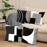 Darrahopens Home & Garden > Bedding > Pillowcases Pillowcase - 4-pack - Pillowcases with abstract geometric pattern - 45x45 cm - Pillowcases with zipper - Black and white pillowcases (pillow insert not included)