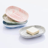 Darrahopens Home & Garden > Bathroom Accessories > Shower Accessories Soap Dish - Ceramic Soap Dish - Non-slip Marble Soap Dish - Bathroom Soap Holder - Suitable for Bathroom, Shower, Kitchen, and Travel - Pink