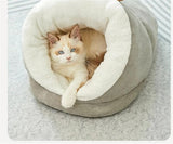 Cat Bed - Comfortable Slipper-Shaped Cat Bed - Semi-Enclosed Pet Den - Suitable for Indoor Cats and Small Dogs - Warm Plush Cat and Dog Bed - Non-Slip Bottom - 50*35*30 cm - Gray