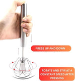 Darrahopens Home & Garden > Kitchenware > Kitchen Utensils Egg Beater - Stainless Steel Egg Beater - Rotary Push Mixer (Semi-Automatic) - Kitchen Utensils - Egg Beater - Mini Mixer - Cookware