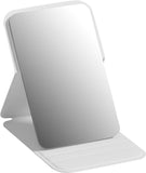 Frameless High Definition Makeup Mirror - Foldable Travel Mirror - Portable Makeup Mirror with Soft PU Leather Cover - Suitable for Bedroom, Bathroom & Travel（White）