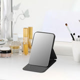 High Definition Frameless Makeup Mirror - Foldable Travel Mirror - Portable Makeup Mirror with Soft PU Leather Cover - Suitable for Bedroom, Bathroom & Travel（Black）