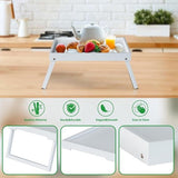 Darrahopens Furniture > Bedroom > Bedside Tables Folding table - Multifunctional folding table for home - Folding bamboo bedside table - Can be used as a dining table, TV table, laptop table, snack table, sofa table or work table - White
