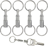 4 Pack Detachable Quick Release Keychains, Dual Pull Apart Metal Key Rings for Car Keys, Lanyards, Bags and Everyday Carry, Silver In Australia - Darrahopens