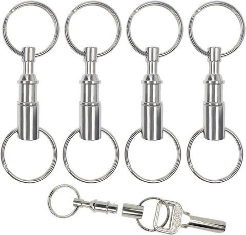 4 Pack Detachable Quick Release Keychains, Dual Pull Apart Metal Key Rings for Car Keys, Lanyards, Bags and Everyday Carry, Silver In Australia - Darrahopens