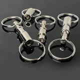 4 Pack Detachable Quick Release Keychains, Dual Pull Apart Metal Key Rings for Car Keys, Lanyards, Bags and Everyday Carry, Silver