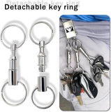 4 Pack Detachable Quick Release Keychains, Dual Pull Apart Metal Key Rings for Car Keys, Lanyards, Bags and Everyday Carry, Silver
