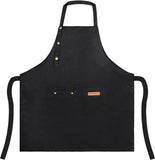 Waterproof Canvas Kitchen Apron with Adjustable Neck Strap and Front Pocket, Cooking and BBQ Apron for Adults, Black, 64.8 x 71.1 cm In Australia - Darrahopens