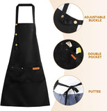 Waterproof Canvas Kitchen Apron with Adjustable Neck Strap and Front Pocket, Cooking and BBQ Apron for Adults, Black, 64.8 x 71.1 cm In Australia - Darrahopens
