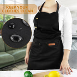 Waterproof Canvas Kitchen Apron with Adjustable Neck Strap and Front Pocket, Cooking and BBQ Apron for Adults, Black, 64.8 x 71.1 cm In Australia - Darrahopens