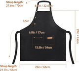 Waterproof Canvas Kitchen Apron with Adjustable Neck Strap and Front Pocket, Cooking and BBQ Apron for Adults, Black, 64.8 x 71.1 cm