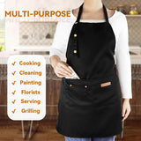 Waterproof Canvas Kitchen Apron with Adjustable Neck Strap and Front Pocket, Cooking and BBQ Apron for Adults, Black, 64.8 x 71.1 cm