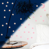 100 Pieces Glow in the Dark Ceiling Stars and Moon Set, 3D Luminous Wall Stickers for Bedroom, Nursery and Party Decor, Pink