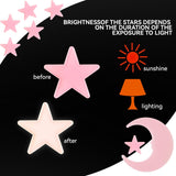 100 Pieces Glow in the Dark Ceiling Stars and Moon Set, 3D Luminous Wall Stickers for Bedroom, Nursery and Party Decor, Pink