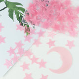 100 Pieces Glow in the Dark Ceiling Stars and Moon Set, 3D Luminous Wall Stickers for Bedroom, Nursery and Party Decor, Pink