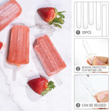 20 Pieces Reusable Acrylic Popsicle Sticks, Clear Ice Pop and Cake Pop Sticks for Frozen Treats, Candy Making and DIY Crafts, 11.4 cm