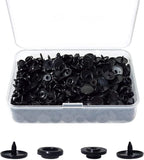 100 Sets T5 Round Resin Plastic Snap Fasteners, No Sew Press Stud Buttons for Baby Clothes, Nappies, Sewing and DIY Crafts, Black In Australia - Darrahopens