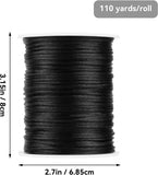 Braided Nylon Cord for Jewellery Making, Satin Thread for Bracelets, Beading, Ornaments and Lanyards, Black, 2 mm x 100.6 m