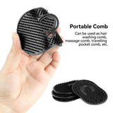4 Pack Palm Hair Brush Combs, Pocket Beard and Hair Grooming Brushes with Finger Grip for Travel, Styling and Everyday Use, Black