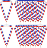 20 Pieces Striped Award Neck Ribbons with Snap Clips, Medal Lanyards for Sports, School Events, Competitions and Prizes, Red White Blue