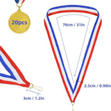 20 Pieces Striped Award Neck Ribbons with Snap Clips, Medal Lanyards for Sports, School Events, Competitions and Prizes, Red White Blue