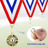 20 Pieces Striped Award Neck Ribbons with Snap Clips, Medal Lanyards for Sports, School Events, Competitions and Prizes, Red White Blue