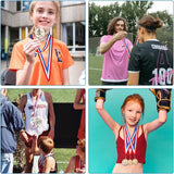 20 Pieces Striped Award Neck Ribbons with Snap Clips, Medal Lanyards for Sports, School Events, Competitions and Prizes, Red White Blue